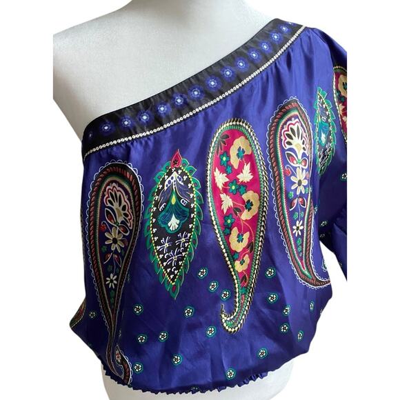 Vtg Y2k One Shoulder Angel Sleeve Top Rampage Women L Satin Fairy Whimsigoth - Picture 5 of 15